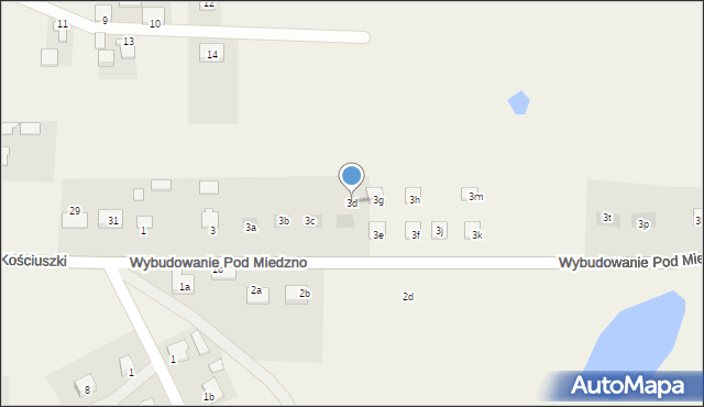 Osie, Wybudowanie Pod Miedzno, 3d, mapa Osie