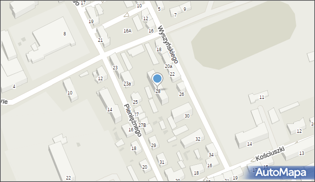Ostróda, Wyszyńskiego Stefana, ks. kard., 28, mapa Ostróda