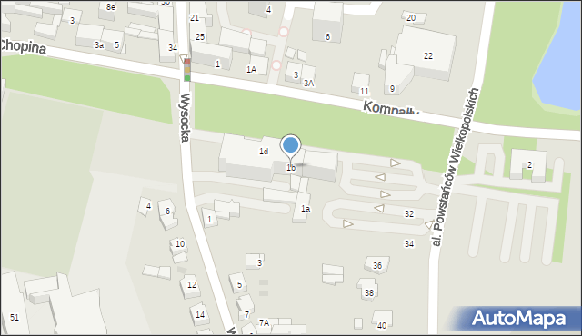 Ostrów Wielkopolski, Wysocka, 1b, mapa Ostrów Wielkopolski