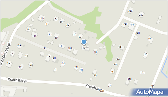 Oświęcim, Wysokie Brzegi, 14, mapa Oświęcimia