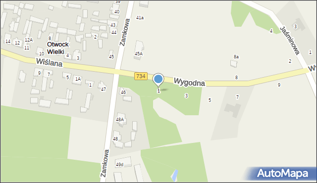 Otwock Wielki, Wygodna, 1, mapa Otwock Wielki