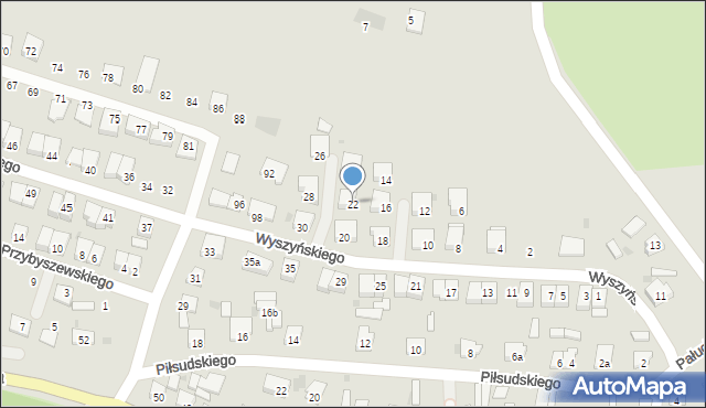 Pakość, Wyszyńskiego Stefana, ks. kard., 22, mapa Pakość