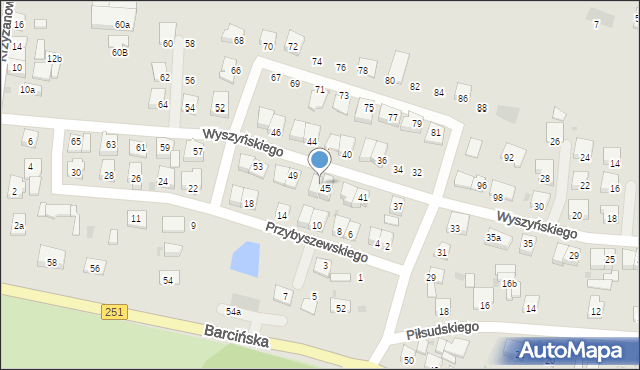 Pakość, Wyszyńskiego Stefana, ks. kard., 47, mapa Pakość