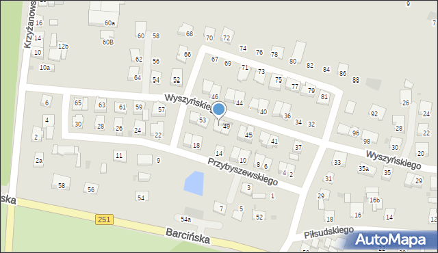 Pakość, Wyszyńskiego Stefana, ks. kard., 51, mapa Pakość