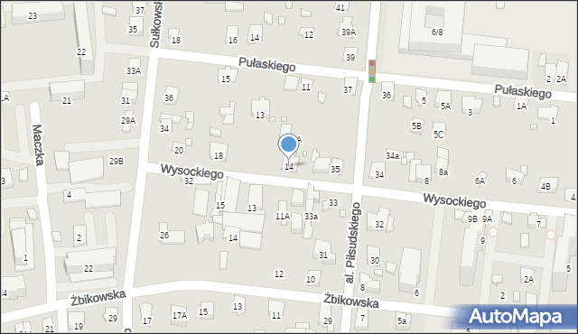 Piastów, Wysockiego Piotra, 14, mapa Piastów