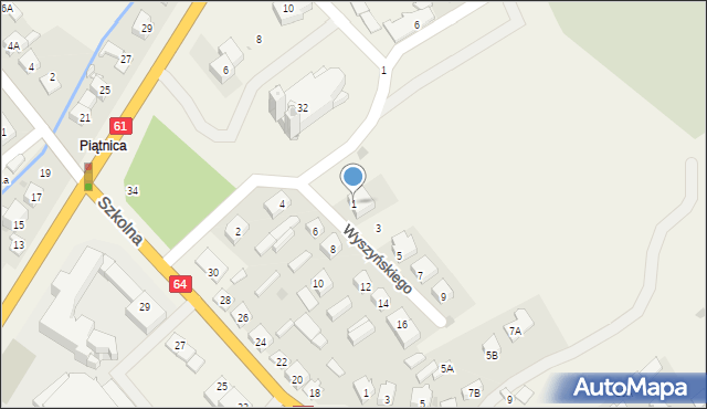 Piątnica Poduchowna, Wyszyńskiego Stefana, ks. kard., 1, mapa Piątnica Poduchowna