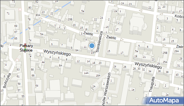 Piekary Śląskie, Wyszyńskiego Stefana, ks. prym. kard., 13, mapa Piekary Śląskie