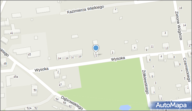 Pieńsk, Wysoka, 1, mapa Pieńsk