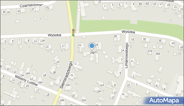 Piła, Wysoka, 25a, mapa Piły