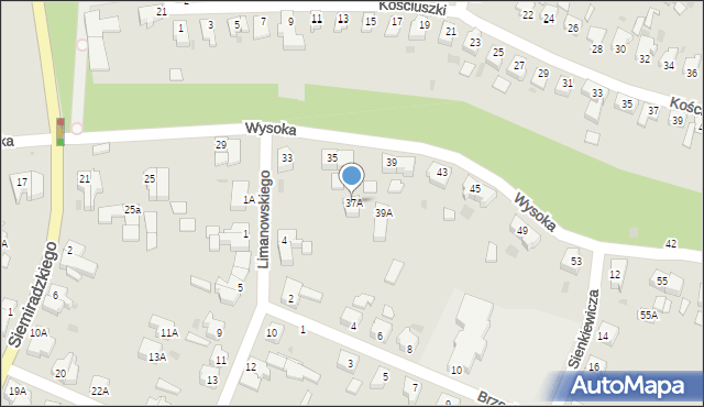 Piła, Wysoka, 37A, mapa Piły