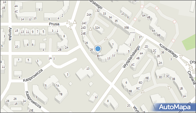 Piła, Wyszyńskiego Stefana, ks. prym. kard., 30, mapa Piły