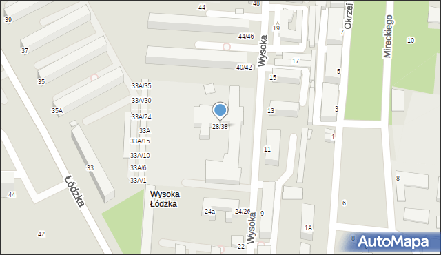 Piotrków Trybunalski, Wysoka, 28/38, mapa Piotrków Trybunalski