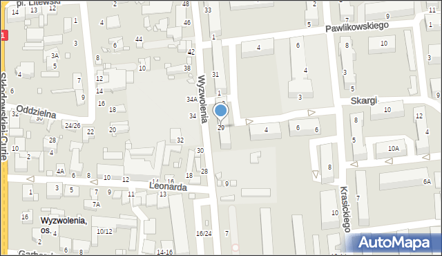 Piotrków Trybunalski, Wyzwolenia, 29, mapa Piotrków Trybunalski