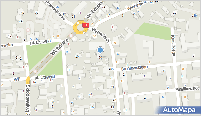 Piotrków Trybunalski, Wyzwolenia, 50, mapa Piotrków Trybunalski