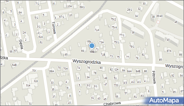 Płock, Wyszogrodzka, 69a, mapa Płock