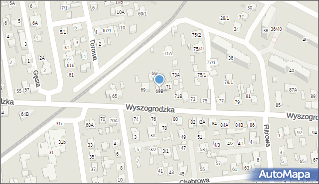 Płock, Wyszogrodzka, 69B, mapa Płock