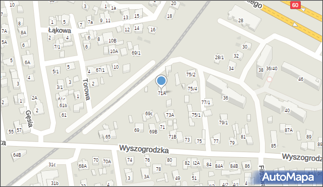 Płock, Wyszogrodzka, 71A, mapa Płock