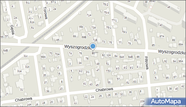 Płock, Wyszogrodzka, 80, mapa Płock
