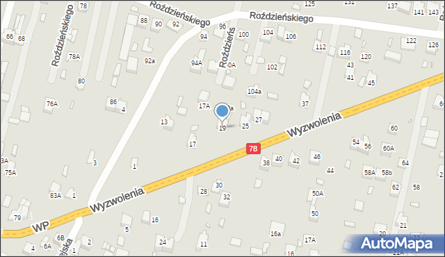 Poręba, Wyzwolenia, 19, mapa Poręba