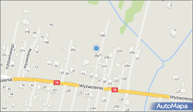 Poręba, Wyzwolenia, 93a, mapa Poręba