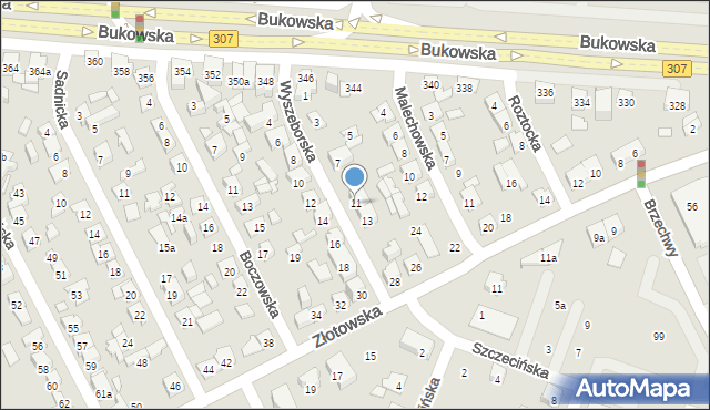 Poznań, Wyszeborska, 11, mapa Poznania