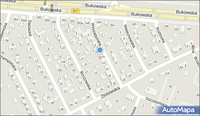 Poznań, Wyszeborska, 12, mapa Poznania