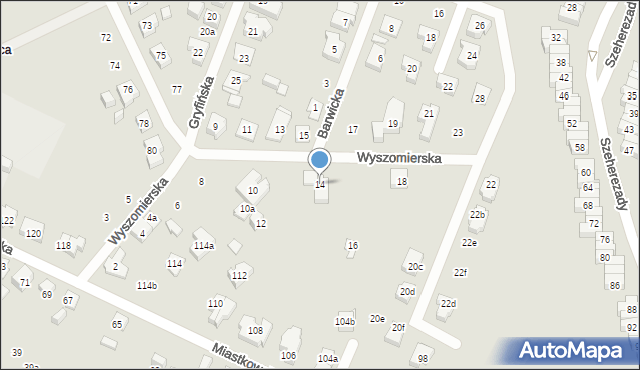 Poznań, Wyszomierska, 14, mapa Poznania