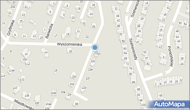 Poznań, Wyszomierska, 22a, mapa Poznania