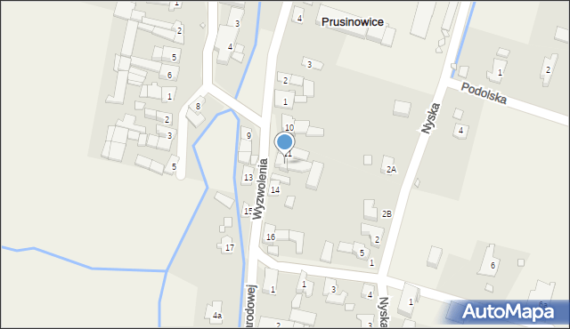 Prusinowice, Wyzwolenia, 12, mapa Prusinowice