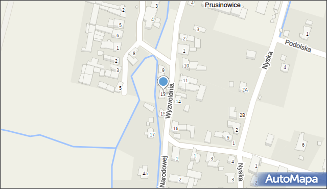 Prusinowice, Wyzwolenia, 13, mapa Prusinowice