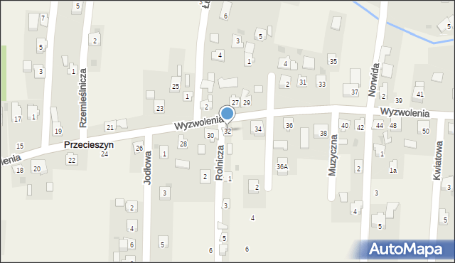 Przecieszyn, Wyzwolenia, 32, mapa Przecieszyn