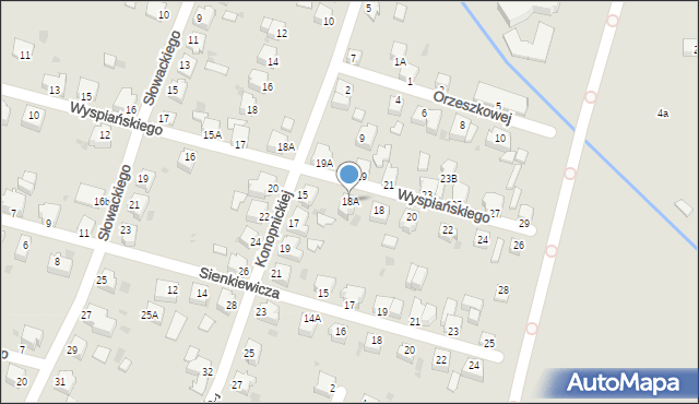 Pszczyna, Wyspiańskiego Stanisława, 18A, mapa Pszczyny