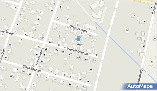Pszczyna, Wyspiańskiego Stanisława, 23B, mapa Pszczyny