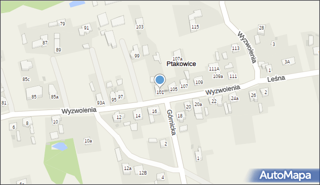 Ptakowice, Wyzwolenia, 101, mapa Ptakowice