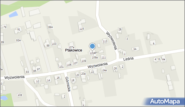 Ptakowice, Wyzwolenia, 111A, mapa Ptakowice