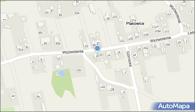 Ptakowice, Wyzwolenia, 12, mapa Ptakowice