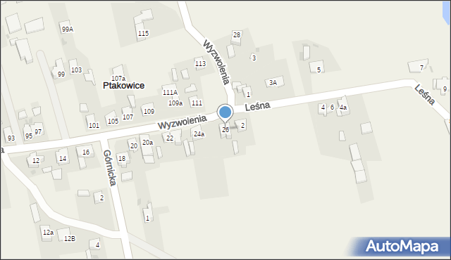 Ptakowice, Wyzwolenia, 26, mapa Ptakowice