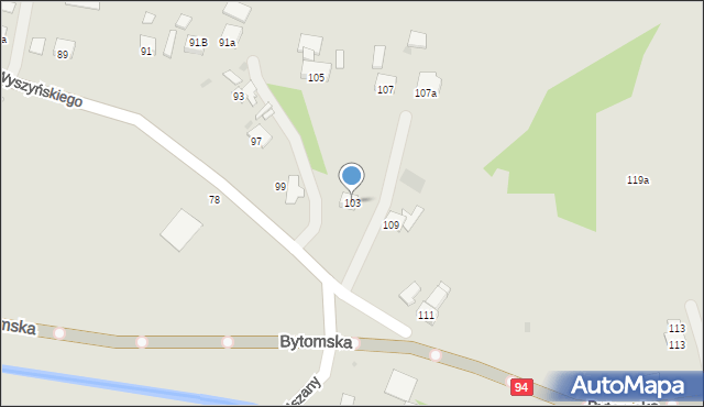 Pyskowice, Wyszyńskiego Stefana, ks. kard., 103, mapa Pyskowice