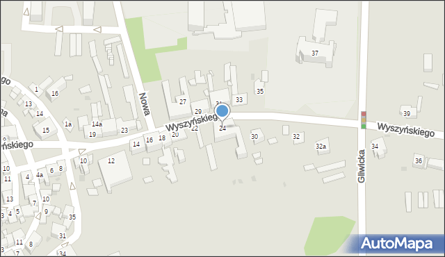 Pyskowice, Wyszyńskiego Stefana, ks. kard., 24, mapa Pyskowice