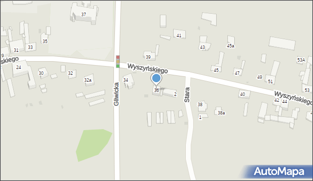 Pyskowice, Wyszyńskiego Stefana, ks. kard., 36, mapa Pyskowice