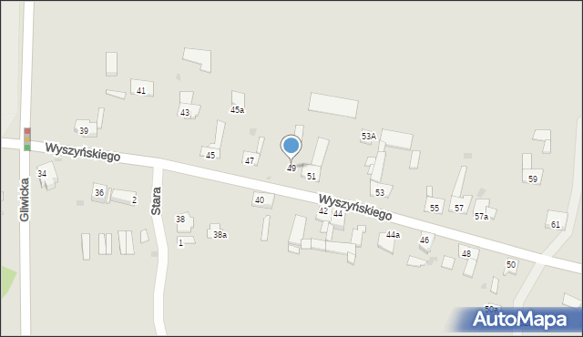 Pyskowice, Wyszyńskiego Stefana, ks. kard., 49, mapa Pyskowice