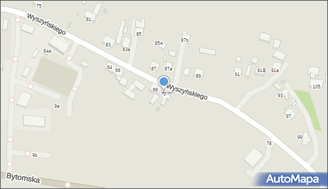 Pyskowice, Wyszyńskiego Stefana, ks. kard., 70, mapa Pyskowice