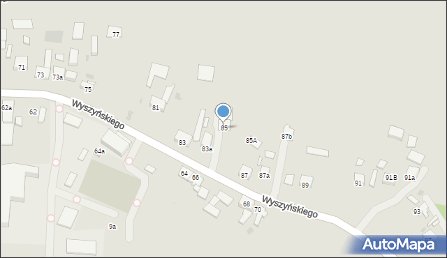 Pyskowice, Wyszyńskiego Stefana, ks. kard., 85, mapa Pyskowice