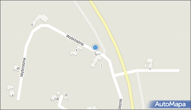 Racibórz, Wybrzeżna, 3, mapa Racibórz