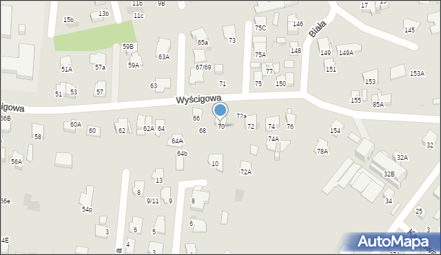 Radom, Wyścigowa, 70, mapa Radomia