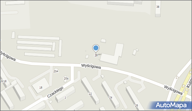 Radom, Wyścigowa, 19, mapa Radomia