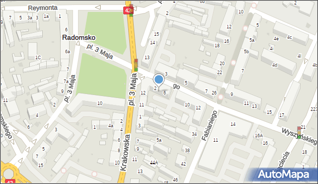 Radomsko, Wyszyńskiego Stefana, ks. prym. kard., 4, mapa Radomsko