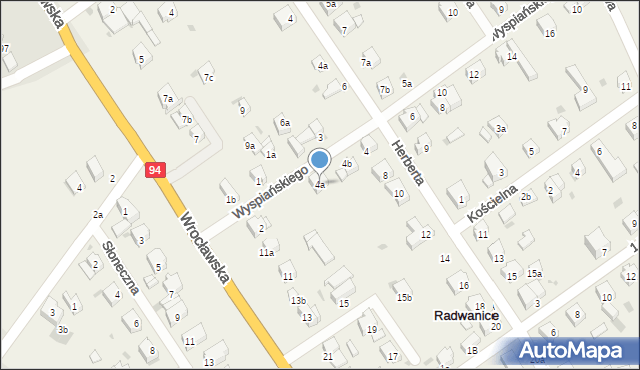 Radwanice, Wyspiańskiego Stanisława, 4a, mapa Radwanice