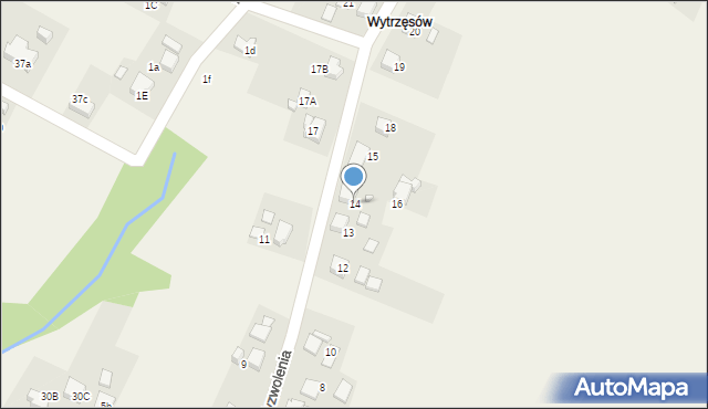 Rogów, Wyzwolenia, 14, mapa Rogów