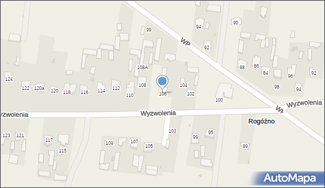 Rogóźno, Wyzwolenia, 106, mapa Rogóźno